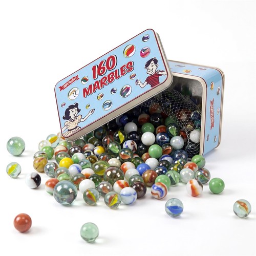 Glass marbles metal box 160 - marbles,