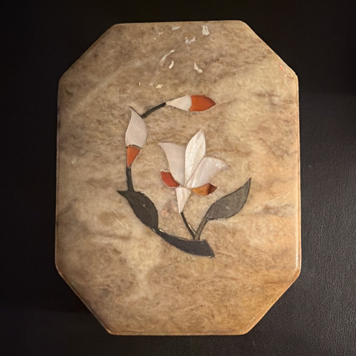 Marble octagonal lidded - marble, soap