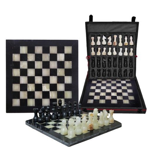 Marble chess set black - marble,
