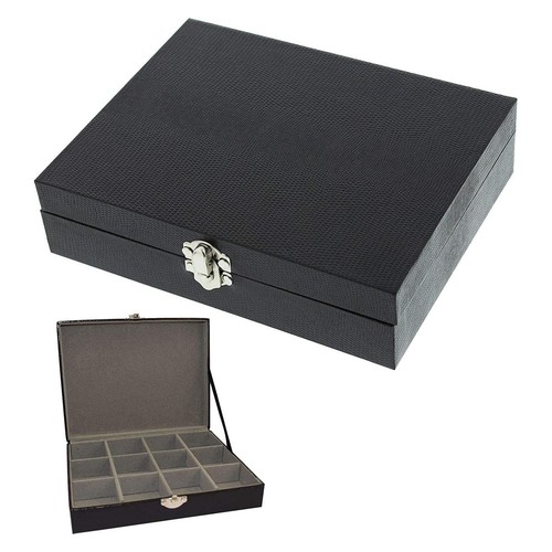 Cufflink box black faux lizard - black,