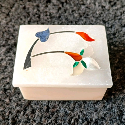 White marble trinket dish box - marble,
