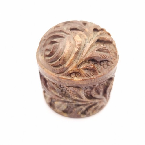 Carved stone trinket box rose - carved,