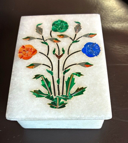 Agra white marble keepsake box - agra,