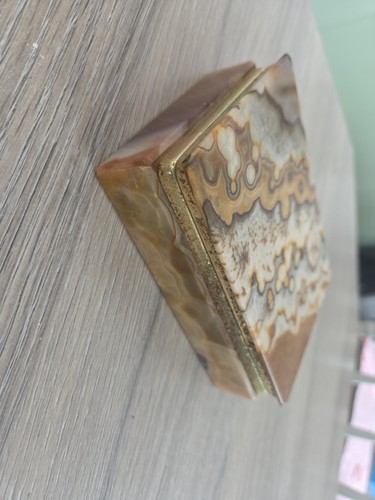 Marble trinket box - marble, metal