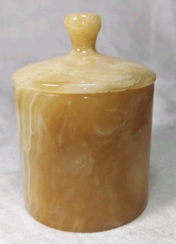 Vintage honey onyx - onyx, lidded
