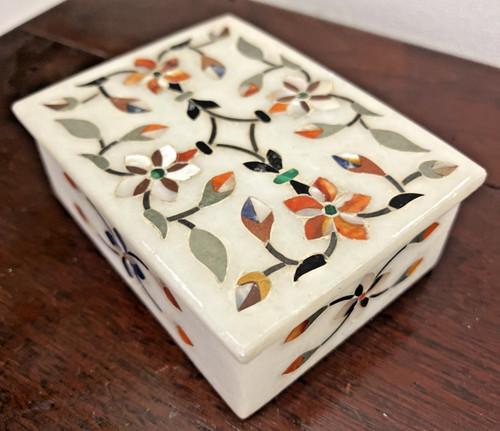 White marble lidded - marble, trinket