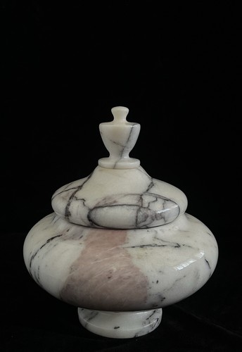 Vintage carved marble lidded - carved,